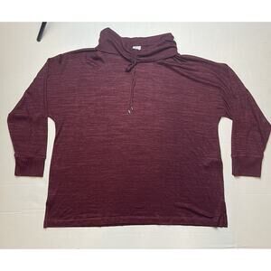 Chico's Zenergy Cowlneck Sweater Size 4 20/22 Long-sleeve Marron Drawstring